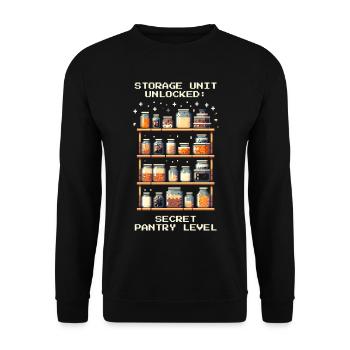 Storage Unit Unlocked | Secret Pantry Level - Unisex Sweatshirt - black - Front - Alina (178cm) & Michal (187cm)