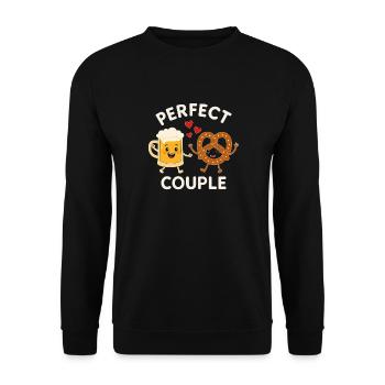 Perfect Couple Beer and Pretzel Fun Illustration - Unisex Pullover - Schwarz - Vorne - Alina (178cm) & Michal (187cm)