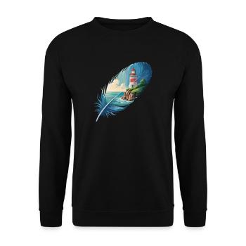 Lighthouse in Feather Landscape Painting - Unisex Sweatshirt - black - Front - Alina (178cm) & Michal (187cm)