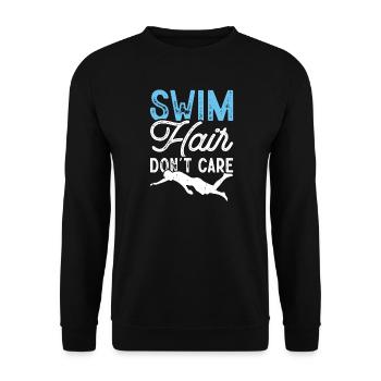 Schwimmen Wassersport Schwimmer Geschenke - Unisex Pullover - Schwarz - Vorne - Alina (178cm) & Michal (187cm)