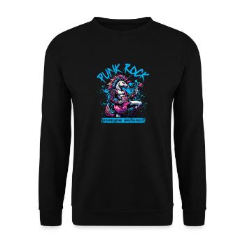 Punk Rock Rebellion Unicorn - Unisex Sweatshirt - black - Front - Alina (178cm) & Michal (187cm)