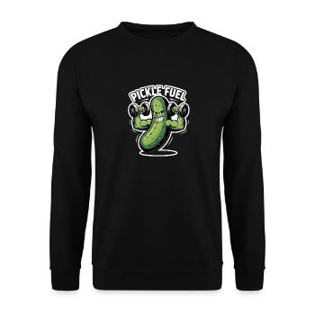 Pickle Fuel Gurke Gym Humor Workout Power - Unisex Pullover - Schwarz - Vorne - Alina (178cm) & Michal (187cm)