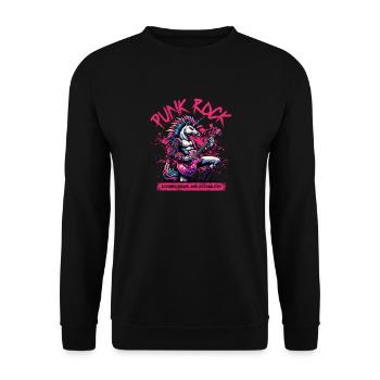 Punk Rock Rebellion Einhorn - Unisex Pullover - Schwarz - Vorne - Alina (178cm) & Michal (187cm)