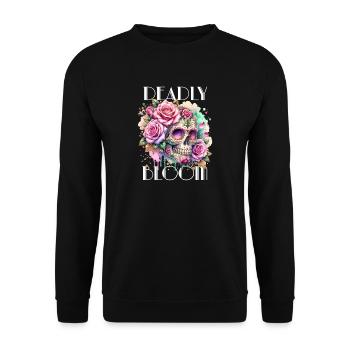 Flowers Skull Beauty Bloom - Unisex Sweatshirt - black - Front - Alina (178cm) & Michal (187cm)