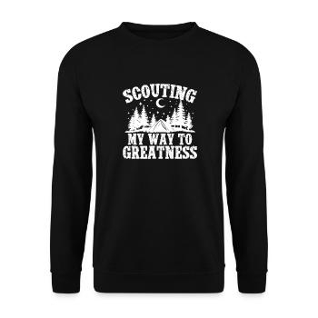 scout garçons Scouting My Way To Greatness Scout - Sweat-shirt Unisexe - noir - Devant - Alina (178cm) & Michal (187cm)