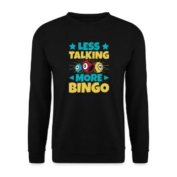 Bingo Game Less Talking More Bingo - Unisex Pullover - Schwarz - Vorne - Alina (178cm) & Michal (187cm)