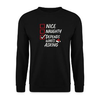 Weihnachten Spruch Humor Lustig Witzig Xmas X-mas - Unisex Pullover - Schwarz - Vorne - Alina (178cm) & Michal (187cm)