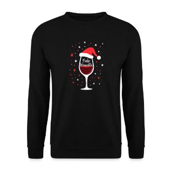 Frohe Weinachten Weinglas Weinnachten - Unisex Pullover - Schwarz - Vorne - Alina (178cm) & Michal (187cm)