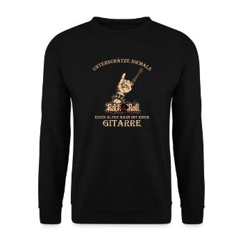 Gitarre, Gitarrenspieler - Rocker Geschenk - Unisex Pullover - Schwarz - Vorne - Alina (178cm) & Michal (187cm)