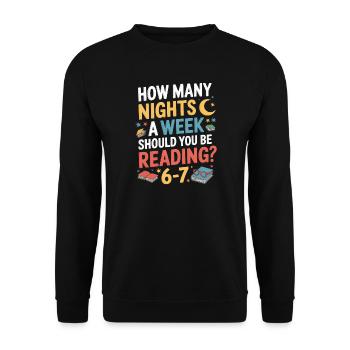 Reading motivation 6-7 nights retro flowers - Unisex Sweatshirt - black - Front - Alina (178cm) & Michal (187cm)