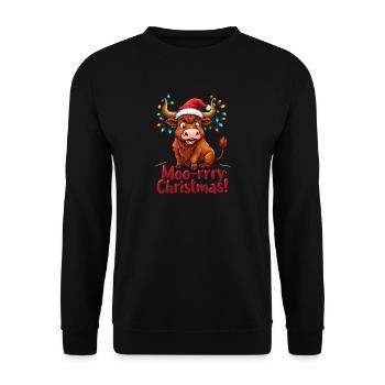  Moo-rrry Christmas Fröhlicher Weihnachtsgruß Mit - Unisex Pullover - Schwarz - Vorne - Alina (178cm) & Michal (187cm)