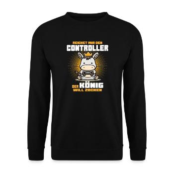 Hands me the controller the king wants to gamble!! - Unisex Sweatshirt - black - Front - Alina (178cm) & Michal (187cm)