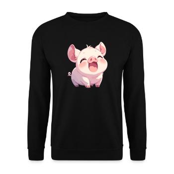 Schweine Schwein - Unisex Pullover - Schwarz - Vorne - Alina (178cm) & Michal (187cm)