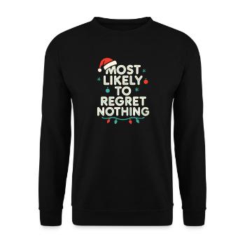 Weihnachten Spruch Humor Lustig Witzig Xmas X-mas - Unisex Pullover - Schwarz - Vorne - Alina (178cm) & Michal (187cm)