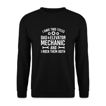 Funny Elevator Inspector Dad And Elevator Mechanic - Unisex Sweatshirt - black - Front - Alina (178cm) & Michal (187cm)