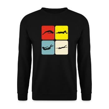 Schwimmen Wassersport Schwimmer Geschenke - Unisex Pullover - Schwarz - Vorne - Alina (178cm) & Michal (187cm)