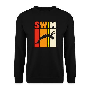 Schwimmen Wassersport Schwimmer Geschenke - Unisex Pullover - Schwarz - Vorne - Alina (178cm) & Michal (187cm)