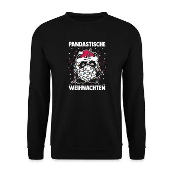 Weihnachtsmann Pandabär Weihnachtszeit Weihnachts - Unisex Pullover - Schwarz - Vorne - Alina (178cm) & Michal (187cm)