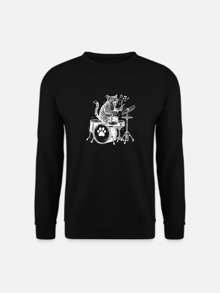 Funny Drumming Cat Music Drummer - Unisex Sweatshirt - black