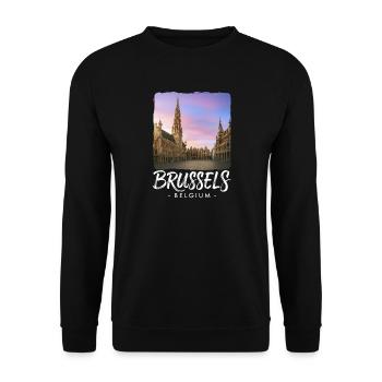 Brussels Belgium - Unisex Sweatshirt - black - Front - Alina (178cm) & Michal (187cm)