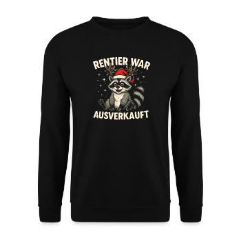 Weihnachten Waschbär Humor Lustig Witzig Xmas  - Unisex Pullover - Schwarz - Vorne - Alina (178cm) & Michal (187cm)