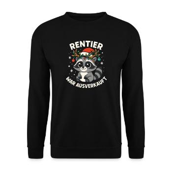 Weihnachten Waschbär Humor Lustig Witzig Xmas  - Unisex Pullover - Schwarz - Vorne - Alina (178cm) & Michal (187cm)