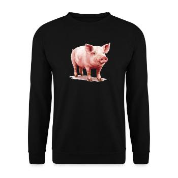 Schweine Schwein - Unisex Pullover - Schwarz - Vorne - Alina (178cm) & Michal (187cm)