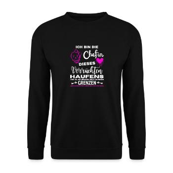 Ich bin die Chefin dieses verrückten Haufens - Unisex Sweatshirt - black - Front - Alina (178cm) & Michal (187cm)