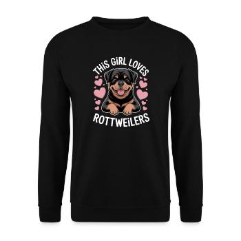 Rottweiler Spruch Mädchen Fun Rottweiler Geschenk - Unisex Pullover - Schwarz - Vorne - Alina (178cm) & Michal (187cm)