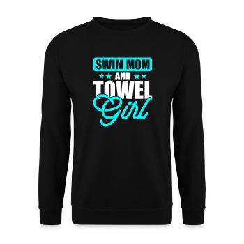 Schwimmen Wassersport Schwimmer Geschenke - Unisex Pullover - Schwarz - Vorne - Alina (178cm) & Michal (187cm)