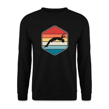 Schwimmen Wassersport Schwimmer Geschenke - Unisex Pullover - Schwarz - Vorne - Alina (178cm) & Michal (187cm)