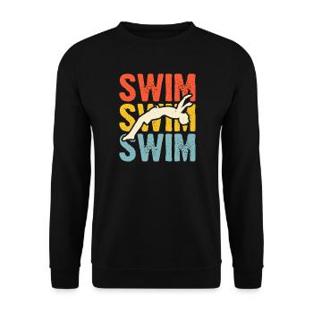 Schwimmen Wassersport Schwimmer Geschenke - Unisex Pullover - Schwarz - Vorne - Alina (178cm) & Michal (187cm)