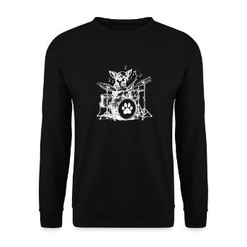 Musical Chihuahua Drummer - Unisex Sweatshirt - black - Front - Alina (178cm) & Michal (187cm)