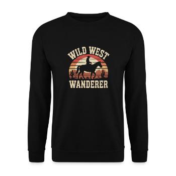Wild West Wanderer – Cowboy & Pferd - Unisex Pullover - Schwarz - Vorne - Alina (178cm) & Michal (187cm)