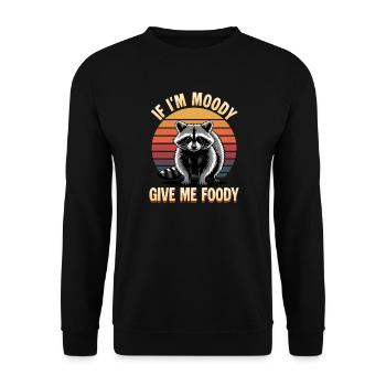 Funny Raccoon - Unisex Pullover - Schwarz - Vorne - Alina (178cm) & Michal (187cm)