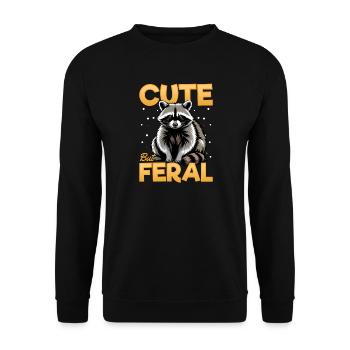Funny Raccoon - Unisex Pullover - Schwarz - Vorne - Alina (178cm) & Michal (187cm)