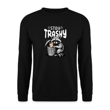 Funny Raccoon - Unisex Pullover - Schwarz - Vorne - Alina (178cm) & Michal (187cm)