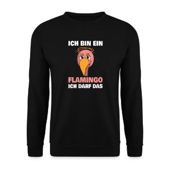 Je suis un flamant rose, j’ai le droit d’aimer le flamant rose - Sweat-shirt Unisexe - noir - Devant - Alina (178cm) & Michal (187cm)