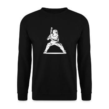Kunstwerke von Baseballspielern - Unisex Pullover - Schwarz - Vorne - Alina (178cm) & Michal (187cm)