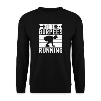Gym Junkies Hit The Burpees Running Calisthenics - Unisex Sweatshirt - black - Front - Alina (178cm) & Michal (187cm)