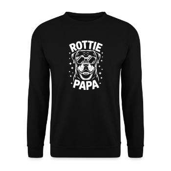 Rottweiler Spruch Papa Lustige Rottweiler Geschenk - Unisex Pullover - Schwarz - Vorne - Alina (178cm) & Michal (187cm)
