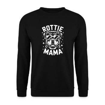 Rottweiler Spruch Mama Lustige Rottweiler Geschenk - Unisex Pullover - Schwarz - Vorne - Alina (178cm) & Michal (187cm)