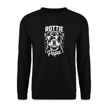 Rottweiler Spruch Papa Lustige Rottweiler Geschenk - Unisex Pullover - Schwarz - Vorne - Alina (178cm) & Michal (187cm)