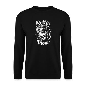 Rottweiler Spruch Mama Lustige Rottweiler Geschenk - Unisex Pullover - Schwarz - Vorne - Alina (178cm) & Michal (187cm)