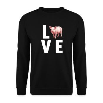 Schweine Schwein - Unisex Pullover - Schwarz - Vorne - Alina (178cm) & Michal (187cm)