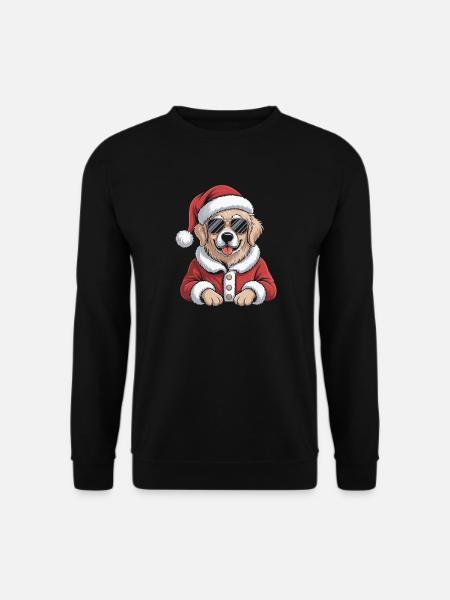 Weihnachtshund im Santa-Outfit - Unisex Pullover - Schwarz