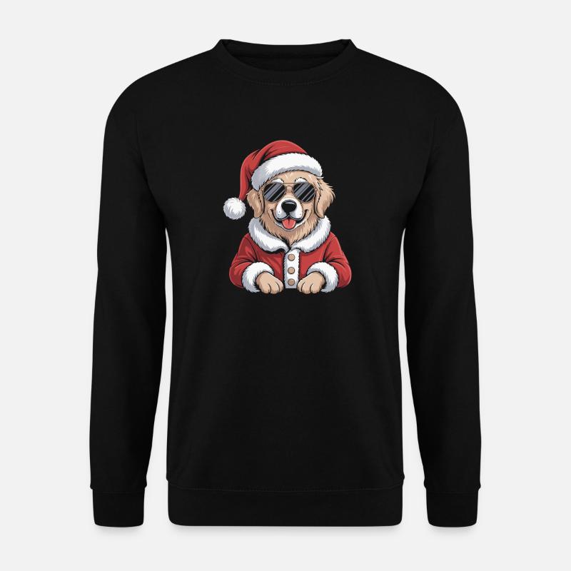 Weihnachtshund im Santa-Outfit - Unisex Pullover - Schwarz