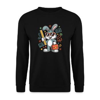 Valise à lunettes de lapin mathématique - Sweat-shirt Unisexe - noir - Devant - Alina (178cm) & Michal (187cm)