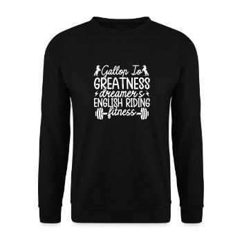 Hobby Horse Rider Gallop Fitness English Riding - Unisex Pullover - Schwarz - Vorne - Alina (178cm) & Michal (187cm)