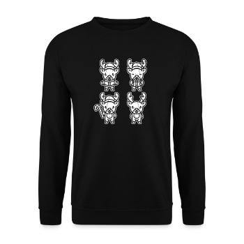 Weihnachtsmann Rentier Weihnachten - Unisex Pullover - Schwarz - Vorne - Alina (178cm) & Michal (187cm)